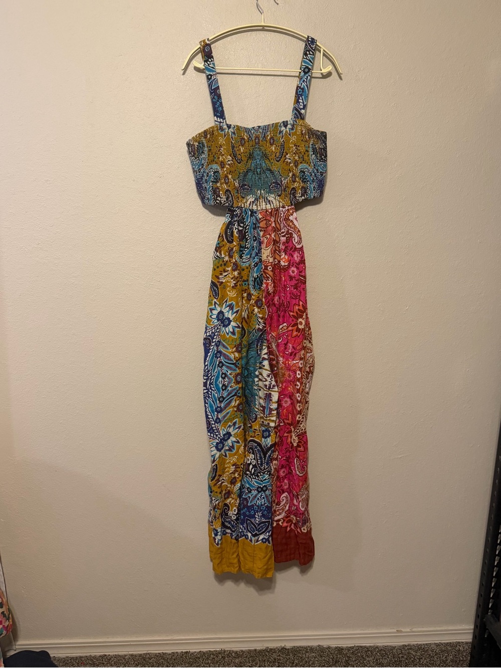 Anthropologie Piper Cut Out Paisley Patchwork Wide Leg Jumpsuit Size Medium - Picture 5 of 12
